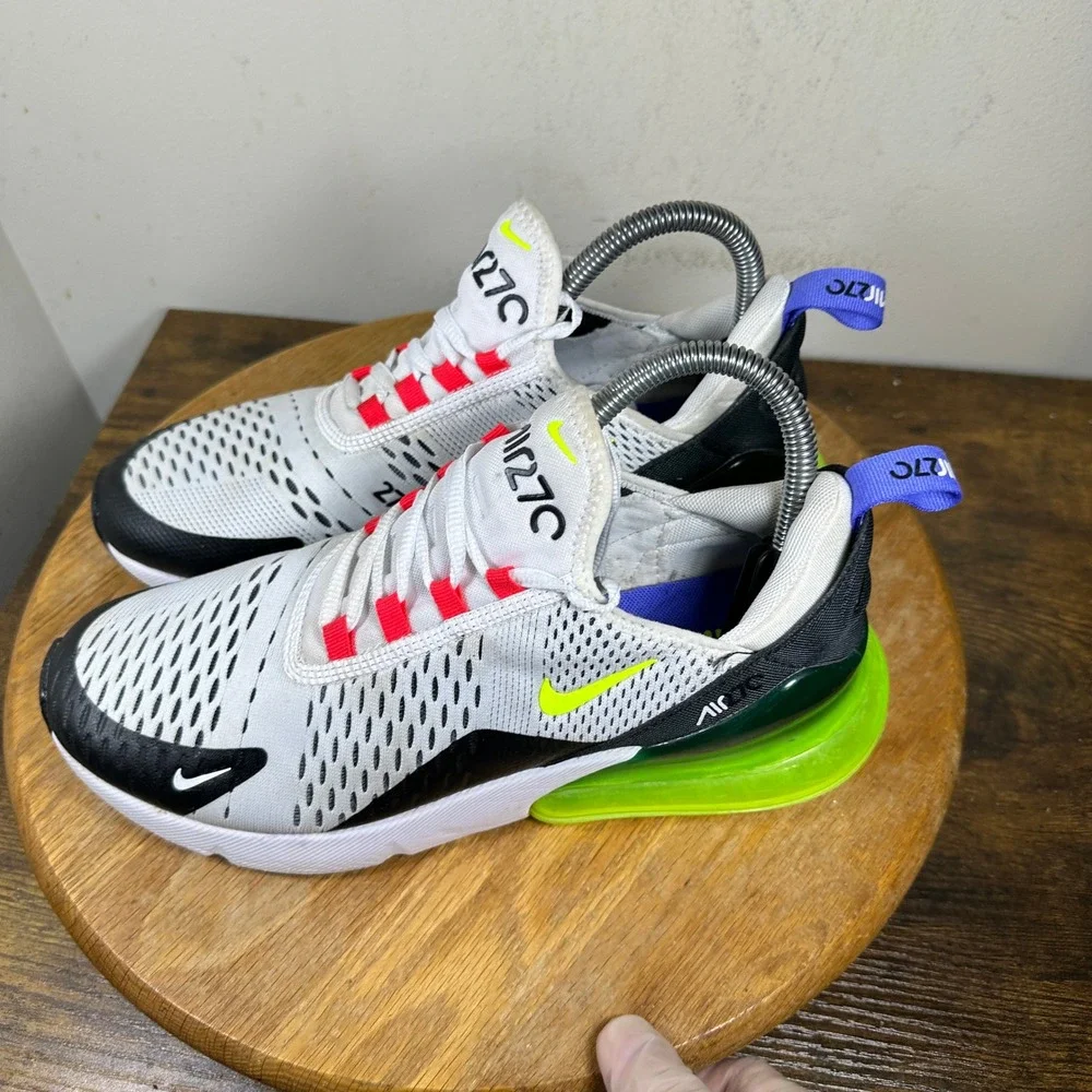 Nike Air Max 270 Womens White Black Volt Red AH6789-116 Sneakers Size 9